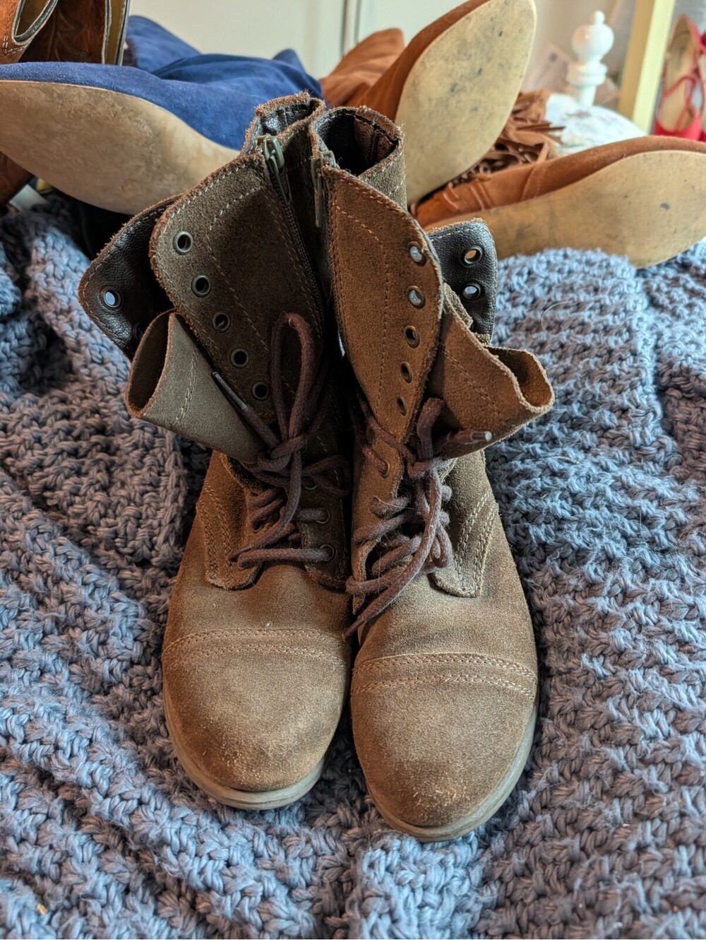 Steve Madden Troopa Women's Combat Olive Drab Suede Size 8